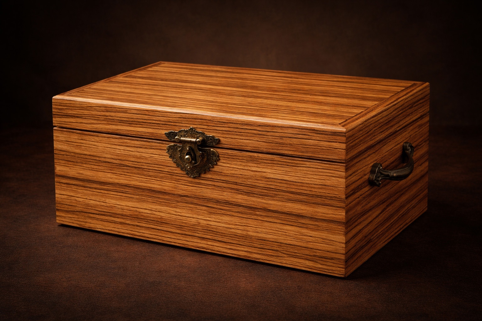 Closed zebrawood humidor.