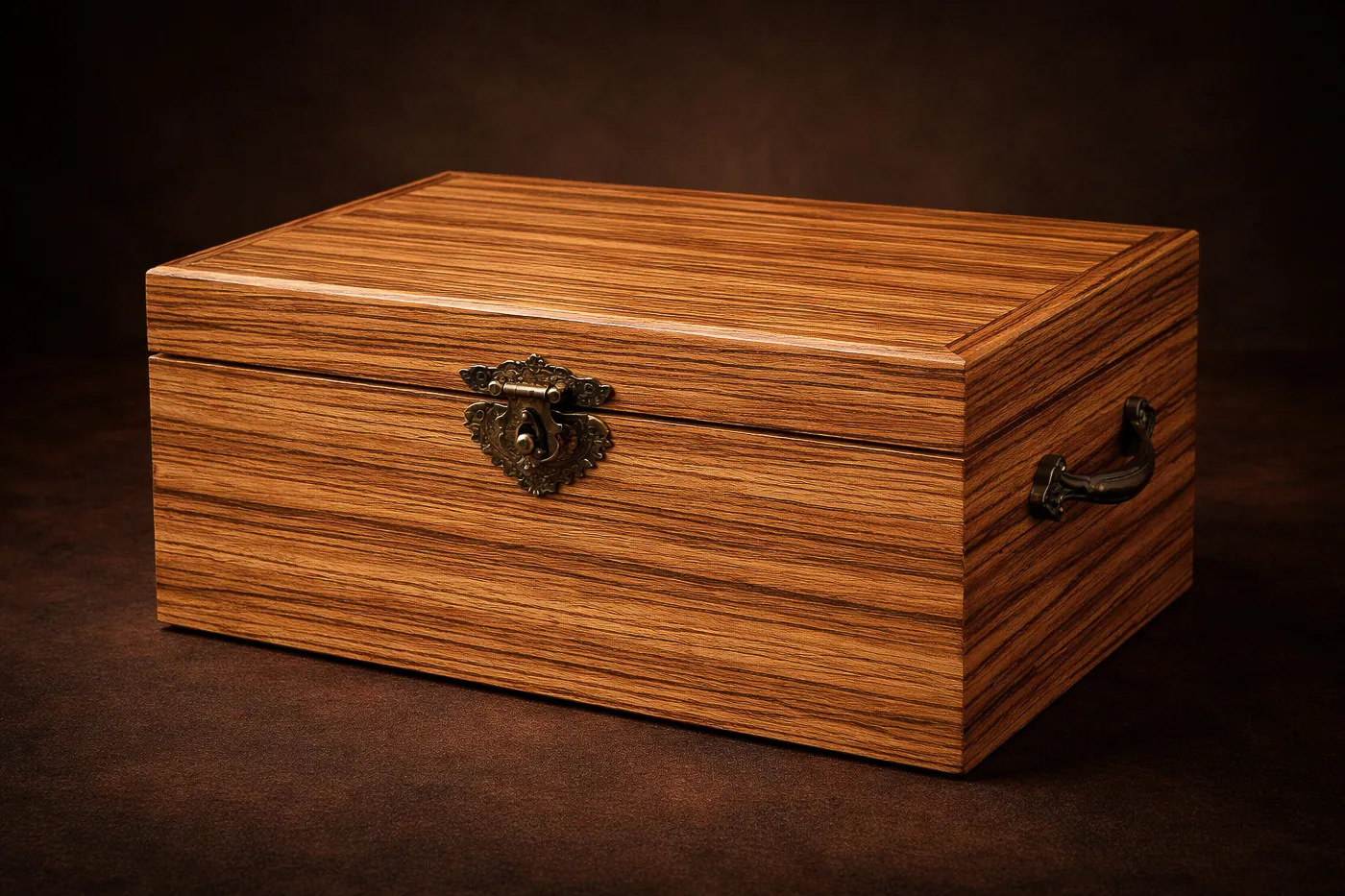 Closed zebrawood humidor.